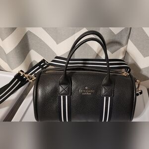Kate Spade Small Black Leather Duffel Xbody  Rosie EUC